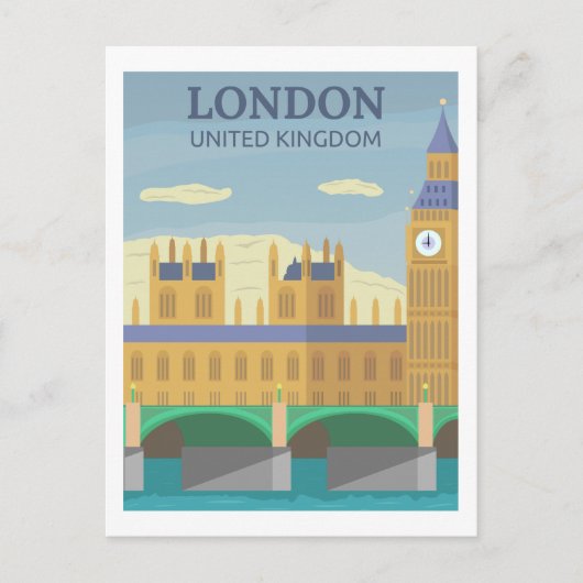 London, UK Retro Travel Briefkaart (Voorkant)