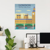 London, UK  Retro Travel Poster (Thuiskantoor)