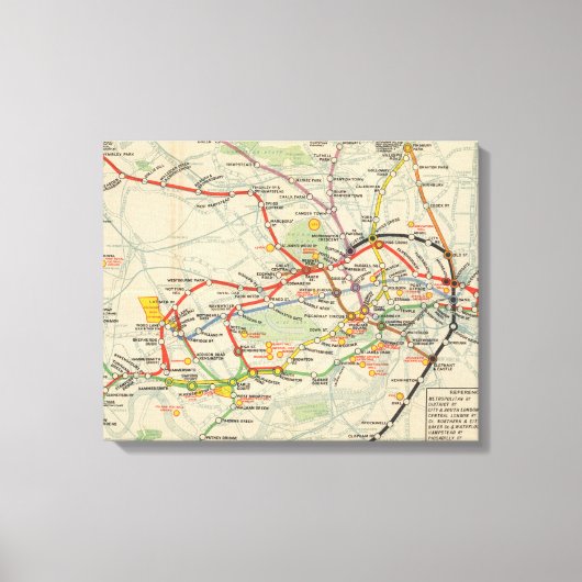 London Underground Railways Map Canvas Afdruk (Voorkant)