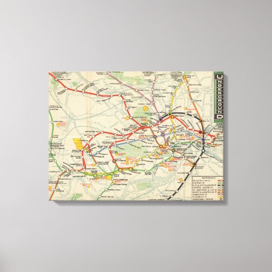London Underground Railways Map Canvas Afdruk (Voorkant)
