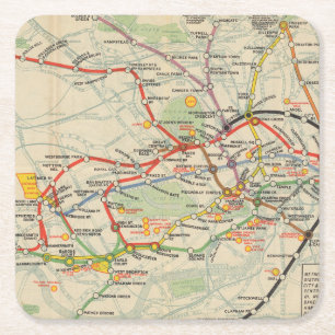 London Underground Railways Map Vierkante Kartonnen Onderzetter