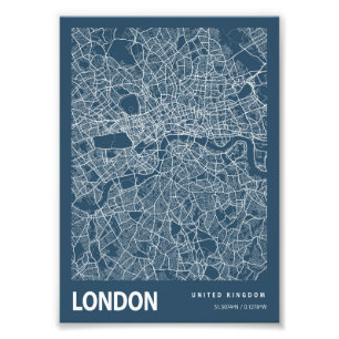 London - United Kingdom Blueprint City Map Foto Afdruk