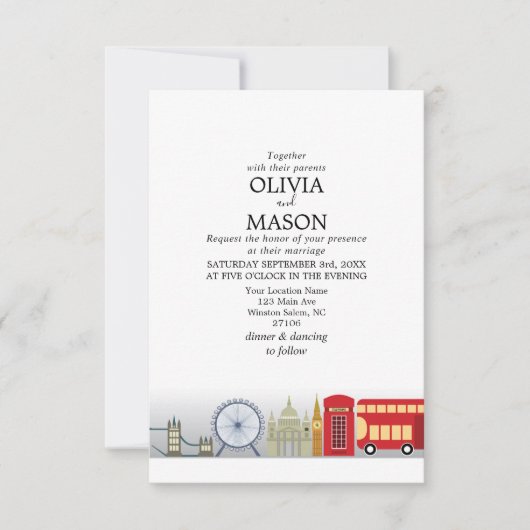 London Wedding Invitation UK Kaart (Voorkant)