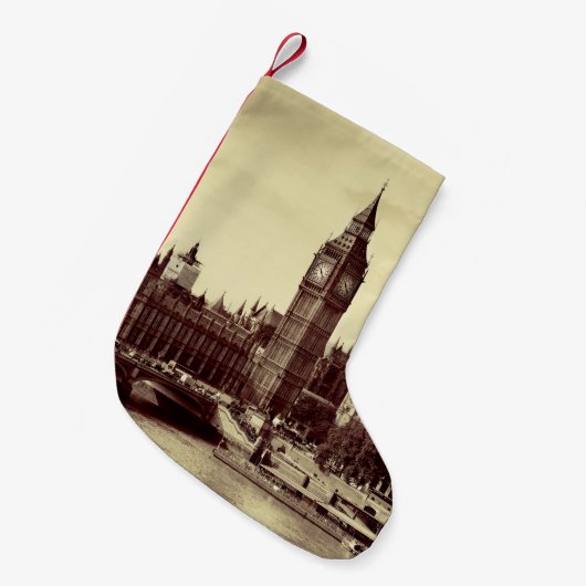 London Westminster met Big Ben en bridge. Kleine Kerstsok (Voorkant (Hangend))