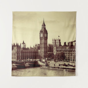 London Westminster met Big Ben en bridge. Wandkleed