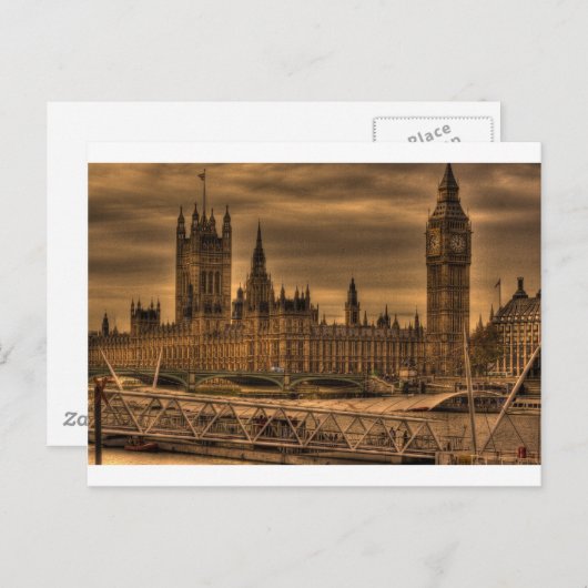 London Westminster Palace & Big Ben Briefkaart (Voorkant / Achterkant)
