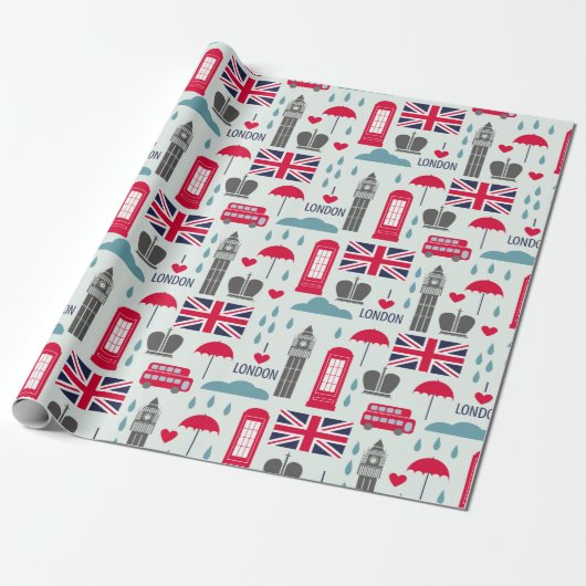 London Wrapping Paper Cadeaupapier (Uitgerold)