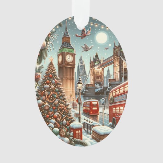 London's Feestelijke Splendor - Levendige Kerstaut Ornament (voorkant)