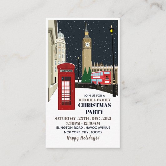 Londres à Noël, Invitation de Billet de Fête de No (Devant)
