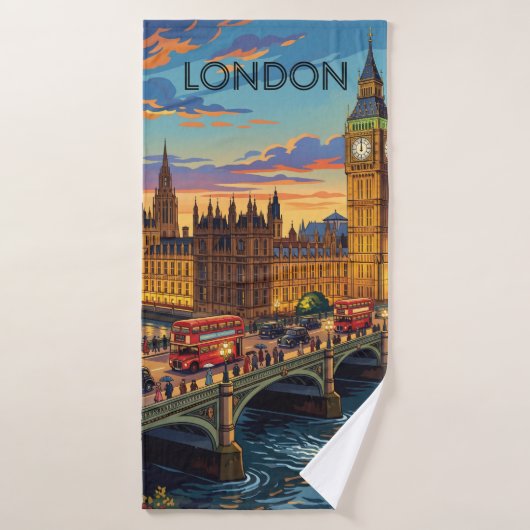 Londres Angleterre Voyage Art Vintage (Serviette de bain)