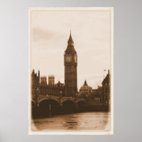 Londres - Big Ben - Thames - Poster