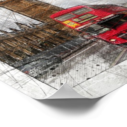 Londres bus rouge et Big ben Poster (Coin)