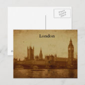 Londres, Carte postale des Chambres du Parlement (Devant / Derrière)