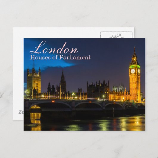 Londres - Carte postale du Parlement (Devant / Derrière)