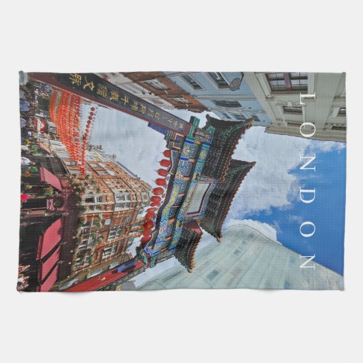 Londres Chinatown Gate vue thé serviette (Horizontal)