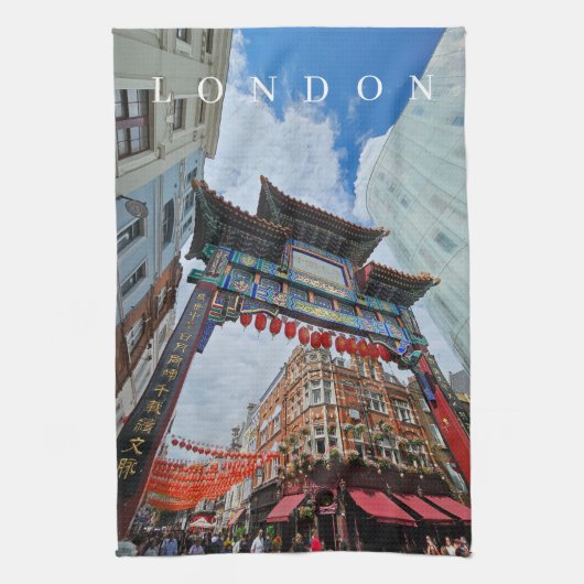 Londres Chinatown Gate vue thé serviette (Vertical)