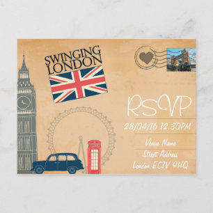 Londres Mariage à thème RSVP Invitation avec photo