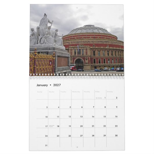 Londres R-U, calendrier 2010 (Jan 2027)