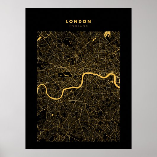 Londres - Royaume-Uni Dark Gold City Carte Poster (Devant)