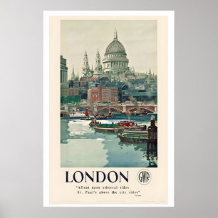 Londres, St Pauls Affiche de voyage vintage - Enca