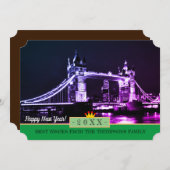Londres, Tower Bridge et Bonne Année ! Carte de so (Devant / Derrière)