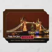 Londres, Tower Bridge et Bonne Année ! Carte de so (Devant / Derrière)