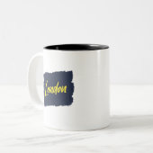 Londres Typographie jaune manuscrite Café Mug (Devant gauche)