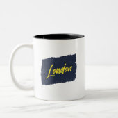 Londres Typographie jaune manuscrite Café Mug (Gauche)