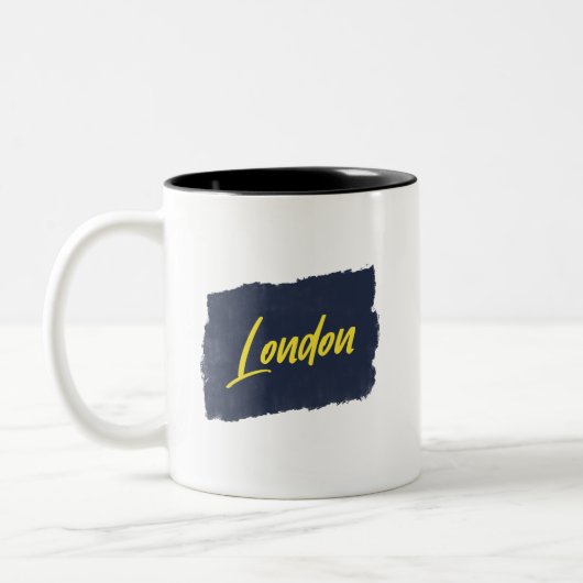 Londres Typographie jaune manuscrite Café Mug (Gauche)