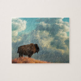 Lone Bison en naderend Storm Legpuzzel