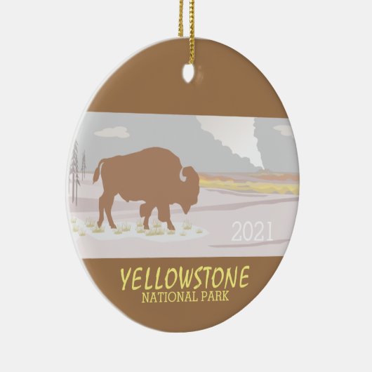 Lone Bison of Yellowstone National Park Wyoming Keramisch Ornament (Rechts)
