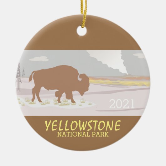 Lone Bison of Yellowstone National Park Wyoming Keramisch Ornament (Voorkant)