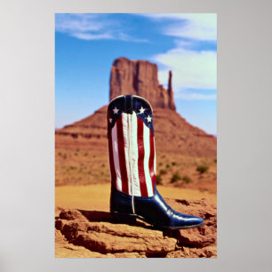 Lone cowboy boot, Monument Valley, Arizona, VS. Poster