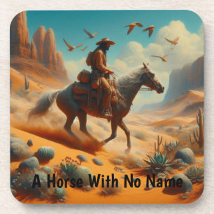 Lone Cowboy in Desert Canyon - Surrealistische Wes Bier Onderzetter