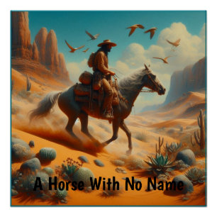 Lone Cowboy in Desert Canyon - Surrealistische Wes Perfect Poster
