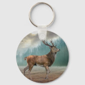 Lone Deer in Misty Forest Sleutelhanger (Voorkant)