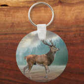Lone Deer in Misty Forest Sleutelhanger (Voorkant)