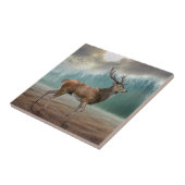 Lone Deer in Misty Forest Tegeltje (Zijkant)
