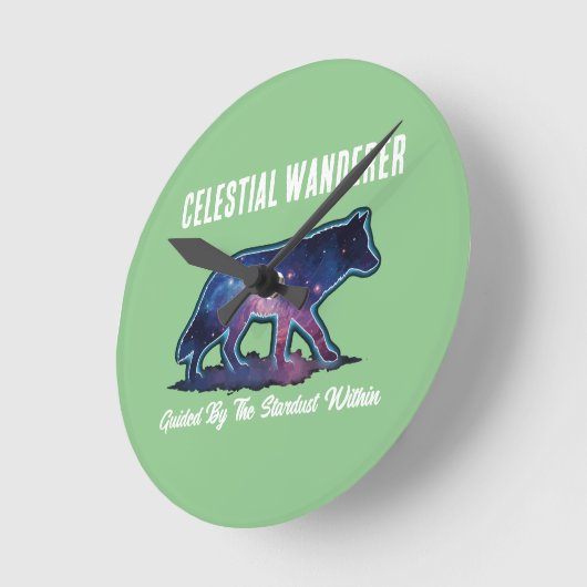 Lone Galaxy Wolf Silhouette (NO NUMBERS) Ronde Klok (Hoek)