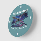 Lone Galaxy Wolf Silhouette (wild universe) - Ronde Klok (Hoek)