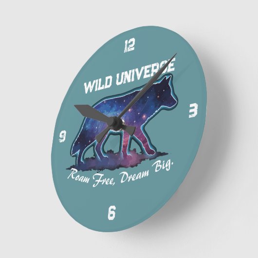 Lone Galaxy Wolf Silhouette (wild universe) - Ronde Klok (Hoek)
