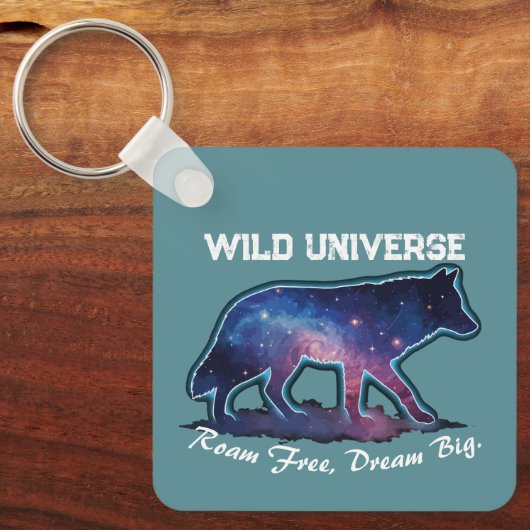 Lone Galaxy Wolf Silhouette (wild universe) Sleutelhanger (Voorkant)