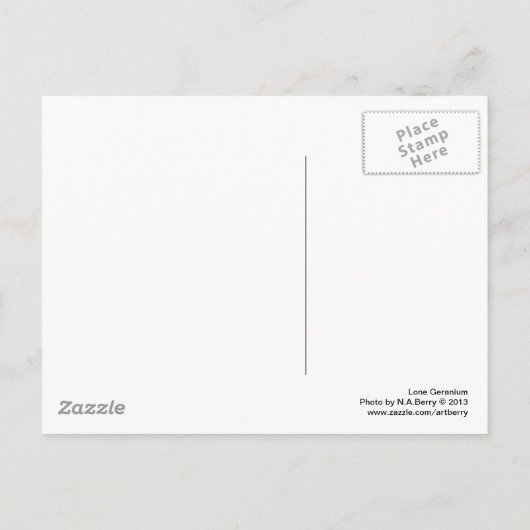 Lone Geranium Briefkaart (Achterkant)