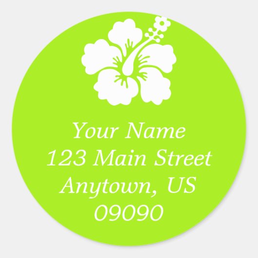 Lone Hibiscus Flower Address Label (Limoen) (Voorkant)