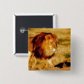 Lone Lion Vierkante Button 5,1 Cm (Voorkant /achterkant)