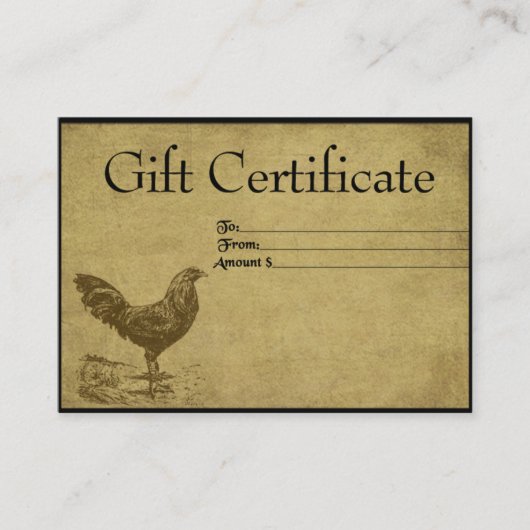 Lone Ol' Rooster - Prim Cards voor Cadeaubonnen Kortingskaartje (Voorkant)