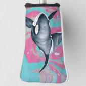 Lone Orca whale Marble Blauwgroen Roze Golfheadcover (Draai 90)