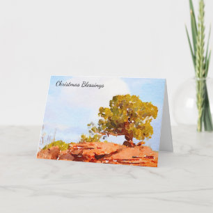 Lone Pinyon Pine Tree Christmas Belssings Vakantie Kaart