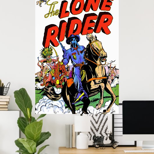 Lone Rider en de Apache strips Poster (Thuiskantoor)