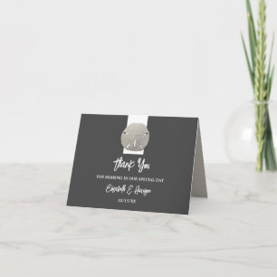 Lone Sand Dollar - Charcoal Gray - Beach Wedding Bedankkaart